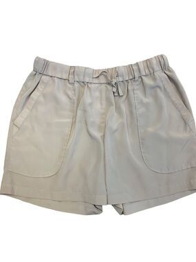 Bcbg Paris beige tan brown dress shorts Sz 10 pockets drawstring belt loops